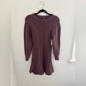 Anthropologie Brown Knit Skater Dress